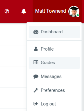 Grades button on OXDA Website