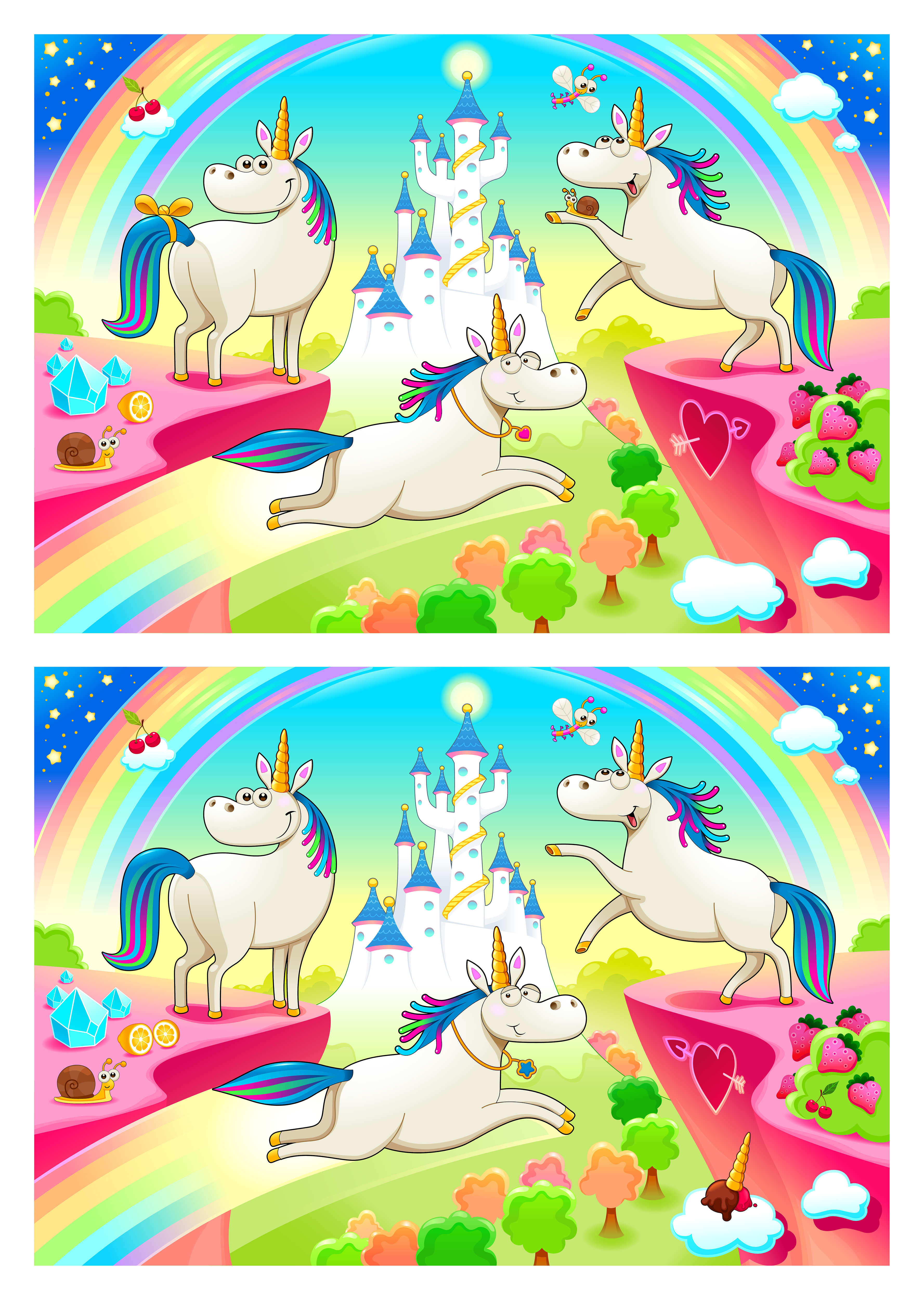 Unicorn spot the differences Freepik